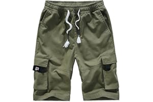 iCKER Mens Cargo Shorts Summer Casual Elastic Loose Fit Combat Work Shorts Cotton Multi Pocket