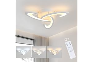 Comely Lampa sufitowa LED ściemniana, kreatywna lampa 30 W z pilotem zdalnego sterowania, żyrandol, nowoczesna sypialnia, gabinet, salon, 3000-6500K