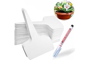 ANGIVLGA Plant Labels, 100Pcs Outdoor Plants Tag Marker and Pen Gardening Labels Greenhouse Accessories Plastic Reusable Seed Label for Potted Herbs (White)