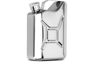 WOO LANDO Flachmann in Kanisterform aus Edelstahl mit Schraubverschluss, kreative Schnapsaufbewahrung 150ml, tauglich für Outdooraktivitäten und Sport