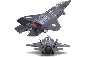 OTONOPI Fighter Jet Military Plane Model F-35 Aircraft Army Air Force Diecast Metal Pull Back Bomber Attack Plane with Lights and Sounds for Kids or Commemorate Collection
