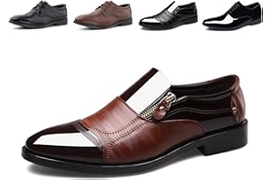 HITMARS Scarpe Stringate Uomo Scarpe Derby Oxford Lace Up Pelle Verniciata Dress Shoes Basse Brogue Sposa Lavoro Nero Marrone Blu EU 39-48