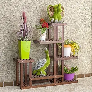 Sharpex Multi-Layer Wooden Plant Stand (Brown)