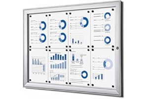 Danieli Store - Tablón de Anuncios Exterior para Menús y Avisos A4. Tablón con Cerradura y Par de Llaves Incluidas. Fácil de Fijar a la Pared. Superficie de Acero Magnética y Escribible. (8xA4)