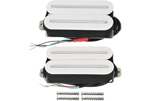 FLEOR High Output Pickup Dual Hot Rail Humbucker Pickups Bridge & Neck Pickup Set Ceramic Electric Guitar Pickup Humbucker, White