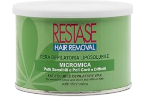 RESTASE | Cera Depilatoria Liposolubile, Micromica, Pelli Sensibili e Peli Corti e Difficili, 400 ml, Made in Italy