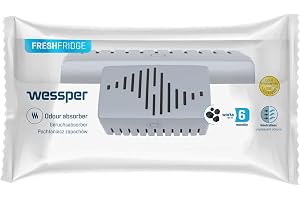 Wessper Fresh Fridge Luktabsorberare för kylskåp med utbytbar patron, neutraliserar oönskade lukter, med aktivt kol, mycket e