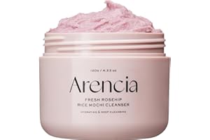 Arencia Rosehip Brightening Rice Mochi Face Cleanser & Daily Scrub - Moisturizing, Exfoliating & Deep-Cleansing - All Skin Types with Rice Powder & Rice Water (120g)