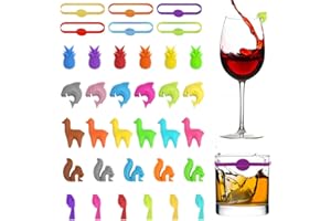 SLTAXAR 41 Stück Glasmarker getränke markierer Silikon Weinglasmarkierer Wiederverwendbarer Glasmarkierung Glasmarkierer Silikon Glas Markierung Silikon Wein Marker für Party Weinglas Trinkglas