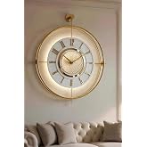 MetaQuartz Aksesuar Elmas Serisi - GOLD Laviento 12-24 H (B&uuml;y&uuml;k Boy-55 * 65 Cm)-(Pilli Led)-(Quartz) Metal Duvar Saati Altın 
