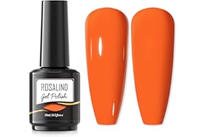 ROSALIND Color Naranja Esmaltes Permanentes Para Uñas, 15ml Manicura Semipermanente, Pintauñas Permanente Gel de uñas semipermanente Soak Off Lámpara UV LED, Orange Color Gel Nail Polish