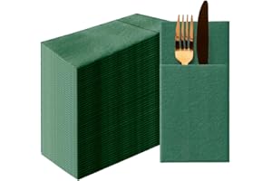 PAW DECOR COLLECTION PAW - Tovaglioli tascabili Airlaid (39 x 40 cm) I 50 pezzi I A tinta unita I Tipo di tessuto I Decorazione da tavola elegante I HoReCa I Per occasioni come matrimoni, feste I Color: Dark Green