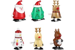 Kisangel 6 Pcs Wind Up Toys Festive Christmas Tree Santa Claus Snowman Elk Walking Toys Clockwork Playthings Party Props for Xmas Party