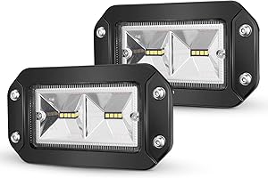BUNKER INDUST 6" Inch Flood LED Light Pods,Pair Flush Mount LED Work Light 4800LM Light Bar Backup Driving Lights Waterproof for Truck Tractor Off Road 4x4 Jeep Pickup SUV ATV UTV Golf Cart