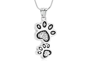 QGJNSGC Urna Collar para Cenizas Perro Mascota Ceniza Collar Paw Memorial Ceniza Souvenir Cremación Joyería Regalo para los Amantes del Perro y el Gato Femenino