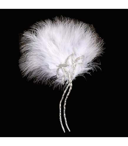 Ventaglio Vintage Anni '20 - Piume Marabù, Ricamo Fiore E Nappe, Per Feste Gatsby - Foto 14