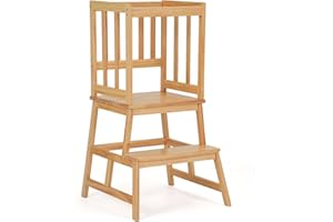 COSYLAND Torre de Aprendizaje Montessori para Niños Mayores de 18 Meses, Estructura Antivuelco y Estable (Wood Color)