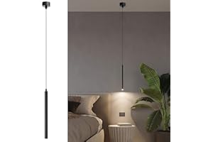 ACMHNC LED Lámpara Colgante, Lamparas Colgantes Mesita de Noche, Moderno Lampara Techo Colgante Cilindrica Negra para isla Cocina Dormitorio Comedor, Metal Negro Mate, Blanco Cálido 3000K,30cm