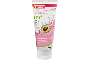 BEAPHAR – Shampoing Éco-certifié pour chat et chaton – Contient de l'Aloe Vera, de l'huile d'Avocat et de la Rose Bio – pH neutre – Sans parabène, sans silicone, sans colorant et sans alcool – 200 ML