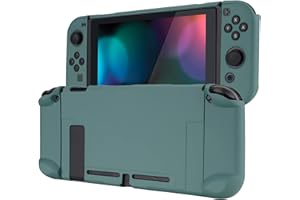 eXtremeRate PlayVital Funda Tacto Suave para Nintendo Switch Carcasa Dura Estuche Protector Separable de Joycons Protectora Dockable Cover Cáscara para Control Switch Joycon Consola(Verde Oscuro)