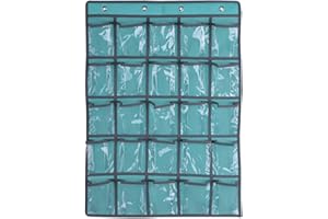 GUOML Mentin Pocket Chart Hanging Organiser for Classroom Numbered Mobile Phone Wall Cabinet Over the Door Storage Holder, 25/36 Pockets (Blu02, 25 Pockets)