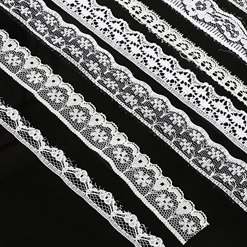 Yahee 10 Stück Spitzenbordüre Spitzenband Spitze Vintage für Nähen Geschenk Deko, Weiß - 2