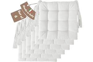 ‎IL TUO ARTIGIANO DESIGN Il Tuo Artigiano Design 6 Stuhlkissen im Set, 40 x 40 cm 6 cm dick, Polsterung aus Schaumstoff und weichem Acryl, Sitzkissen Stuhl 6er Set, Stuhlkissen Outdoor 40x40 (6, Nature)