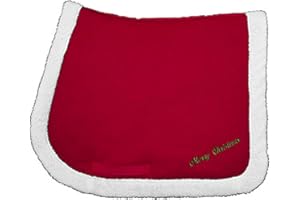 Ekkia Equestrian Christmas Santa Claus Soft Quilted Sheepskin Trim Saddle Pad