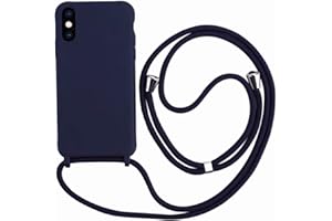 2ndSpring Coque avec Collier Compatible avec iPhone X/XS 5.8,Tour de Cou Lanière en Corde Pendentif Housse,Silicone Souple Bleu