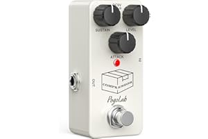 POGOLAB Pédale Compresseur, Mini Compressor Pedal Pédale d'Effet de Guitare Analogique pour Basses Guitares Électriques, Boîtier en Alliage d'Aluminium True Bypass, DC 9 V, Tous les Types de Musique