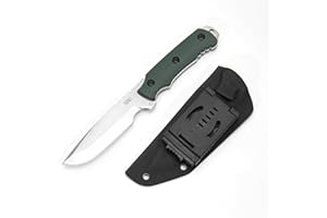 KHU Cuchillo Hoja Fija, Cuchillo Supervivencia Cuchillo Caza Cuchillo Bushcraft D2 Acero Mango de G10, Outdoor Caza Camping Accesorios - Funda Kydex - 16A
