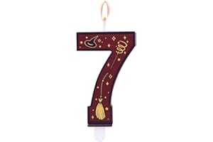SAVITA Magische Zahlenkerzen mit Zaubererthema, Tortenaufsatz mit Zahlenkerze Zaubererthema Braune Party-Geburtstagskuchendekorationen für Kindergeburtstagspartyzubehör (7)