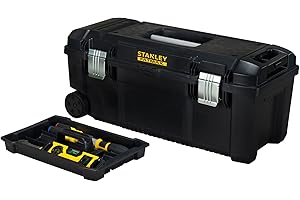 STANLEY - FATMAX STANLEY FATMAX Caja de Herramientas 71cm con Ruedas y Asa Telescópica, Cierres Metálicos, Protección IP54, Ranura en V, Bandeja Interior, Empuñaduras Ergonómicas, FMST1-75761