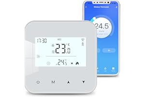 BEOK CONTROLS Beok Thermostat WiFi pour chaudières gaz et fioul,Thermostat Mural à 2 Fils,Programmation Quotidienne,Alimentation par Pile ou USB,Compatible avec Tuya Smart APP,Alexa