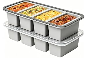 Set med 2 extra stora silikonformar Cubes på 250 ml med lock, för att lagra och frysa soppa, buljong, sås, isbitar utan BPA (