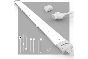 KUKUMAO LED Batten Light 5FT 45W with Plug,6000K Tube Light 5000LM Ceiling Light for Garage Office Cellar Shop Basement School Bathroom Restaurant Hotel Hostipatal Indoor or Outdoor.