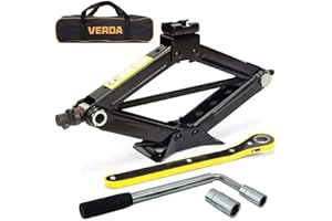 VERDA Scherenwagenheber 2000kg, Wagenheber 98-440 mm + Radmutternschlüssel + Ratschenschlüssel + Tasche, vergrößerte Stahlplatte, PKW SUV MPV Car Jack (SN4450 98-440mm)
