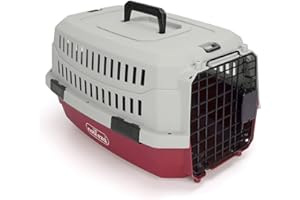 Nobleza - Transportin Gato Perro Grande, Transportin para Gatos Perro Portátil y Transpirable, Mascotas Perros Gatos Accesorios, Transportín de Plástico, 68x48x42 CM, Rojo & Gris