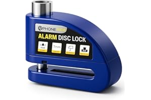 PHONE RIDE Bloc Disque Moto Alarme | Antivol Velo ou Antivol Moto Haute Sécurité Avec Alarme Puissante 110dB | Bloque Roue Moto Pour Une Meilleure Protection Contre Le Vol | Bleu