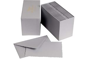 ‎G.LALO Lalo 92328L - Korrespondenz-Set ''Mode de Paris'' mit 30 Karten 9,7x15,2 cm, 300g und 30 Umschläge, gefüttert, mit Büttenrand, 10x15,8 cm, 1 Set, Mausgrau