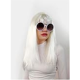 Vipfoni White Color Long Straight Party Wig