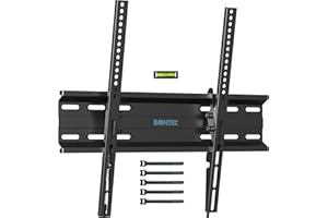 BONTEC Ultra Slim TV Wall Bracket, Tilting TV Wall Mount for 23-60 Inch Flat and Curved TVs, Low Profile Wall Mount 30mm from Wall, Max VESA 400x400mm, Holds 45kg, Includes 5 Cable Ties