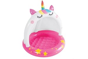 Intex 58438 Unicornium Inflatable Pool with Inflatable Ceiling and Floor, Baby Pool, Measures 40" in Diameter and 40" high, Includes Repair Patch, 45 Liter Capacity.