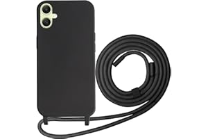 Beajew Silicone Mobile Phone Case for Samsung Galaxy A06 Case with Strap, Silicone Necklace Mobile Phone Case with Removable Cord for Hanging, Shockproof Bumper Mobile Phone Protective Case, Black