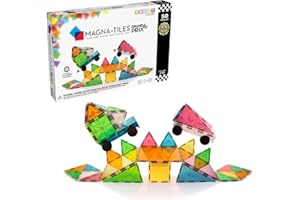 Magna-Tiles Set da 50 pezzi Grand Prix con diversi mattoncini magnetici 3D in colori opachi e 2 telai, favorisce l'apprendimento giocoso