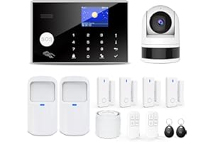 TUGARD Sistema de Alarma doméstica con Cámara, Kit de Alarma Casa WiFi + gsm con Aviso App Teléfono, Sensor de Puerta/Ventana, Telecomando para Casa, Apartamento(13 Pieza)