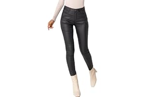 Nina Carter LC001 Pantaloni da donna a vita alta, effetto pelle, jeans stretch push-up