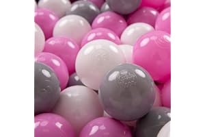 KiddyMoon Soft Plastic Play Balls 200 Balls/7Cm-2.75In Multi-Colour Made In EU, Grey/White/Pink