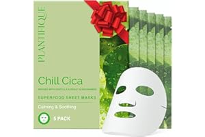 PLANTIFIQUE Mascarilla Facial Coreana - 5 Unidades con Centella Asiática, Niacinamida y Ácido Hialurónico - Hidratante y Calmantes - Korean Daily Face Mask