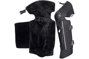 AOOPOO Invernali Ginocchiere Moto, Ginocchiere termiche in resistente Oxford e Pelle, Antivento Imbottite Kneepad per Moto Equitazione Sci Invernale